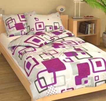 Prodloužené povlečení krep 140x220, 70x90cm Hlavolam fialový, Výběr zapínání: - zipový uzávěr Prodloužené povlečení krep 140x220, 70x90cm Hlavolam fialový, Výběr zapínání: - zipový uzávěr
