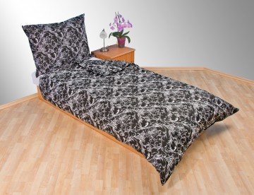 Povlečení francouzské krep 240x200, 70x90 Kašmír černý, Výběr zapínání: - zipový uzávěr Povlečení francouzské krep 240x200, 70x90 Kašmír černý, Výběr zapínání: - zipový uzávěr