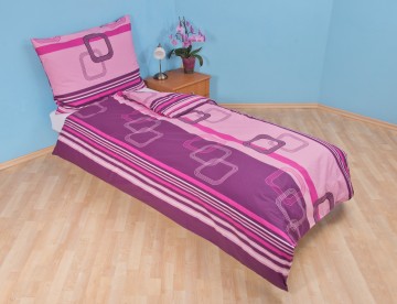 Prodloužené povlečení krep 140x220, 70x90cm Čtverce fialové, Výběr zapínání: - zipový uzávěr Prodloužené povlečení krep 140x220, 70x90cm Čtverce fialové, Výběr zapínání: - zipový uzávěr